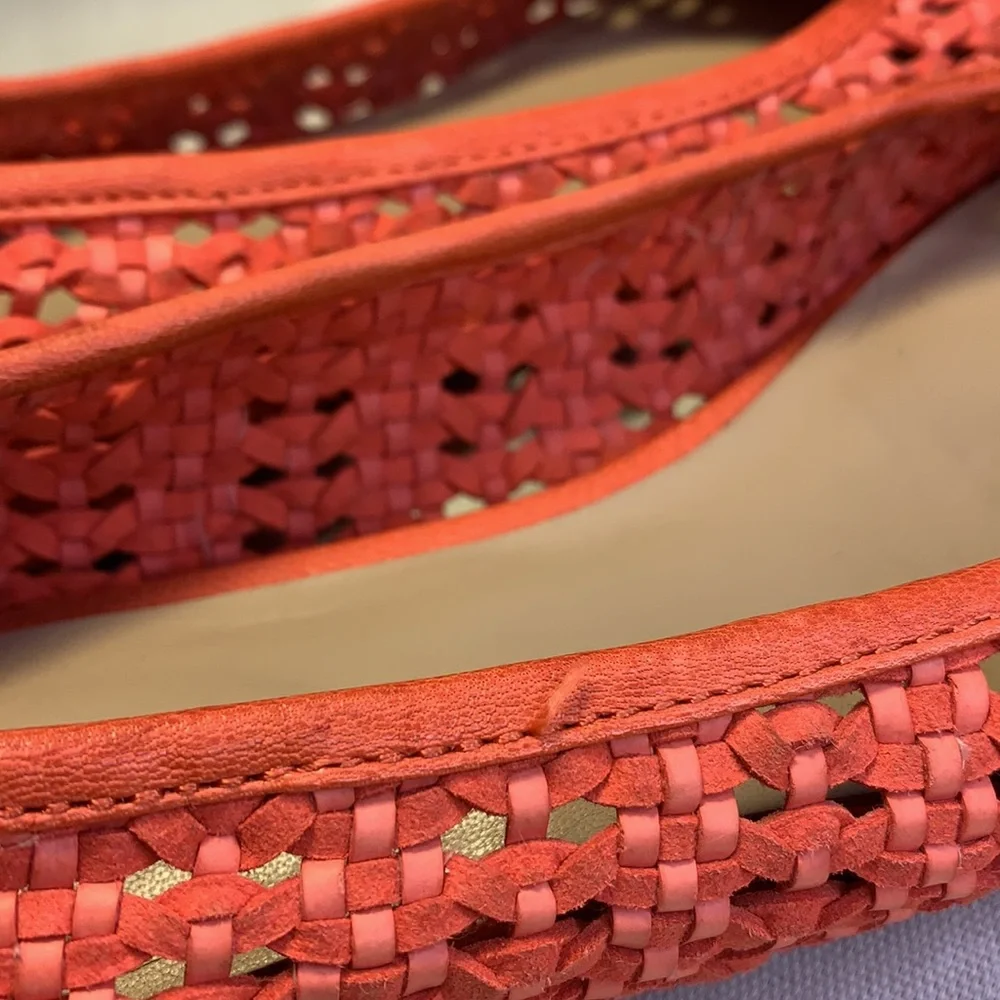 Eileen Fisher leather intarsio woven leather flats